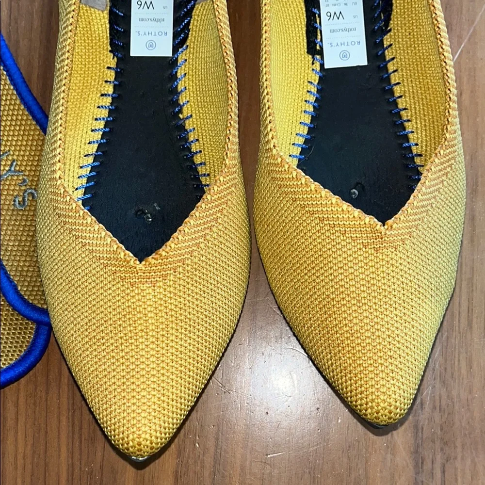 Rothy's Yellow and Blue Pointed-Toe Flats - Picture 6 of 7